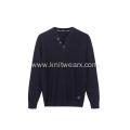 Men's Knitted Henley Button Neck Textured Front Pullover